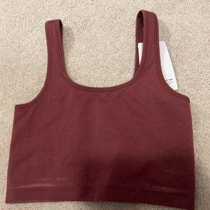 ATHLETA AURORA SEAMLESS SCOOP CROP TANK IN TAWNY ROSE SIZE MEDIUM